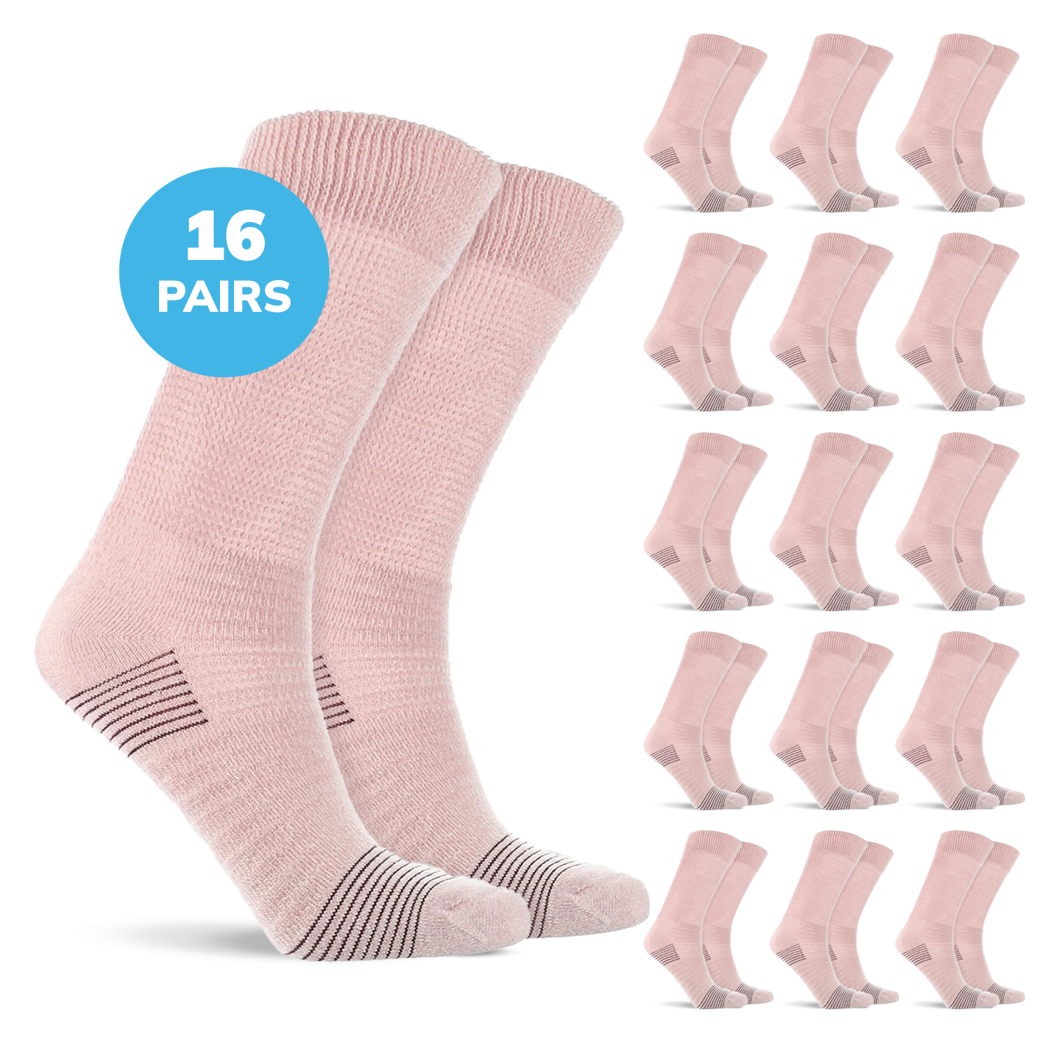 Doctor’s Choice Full Cushion Crew Diabetic Socks – 16 Pair Pack
