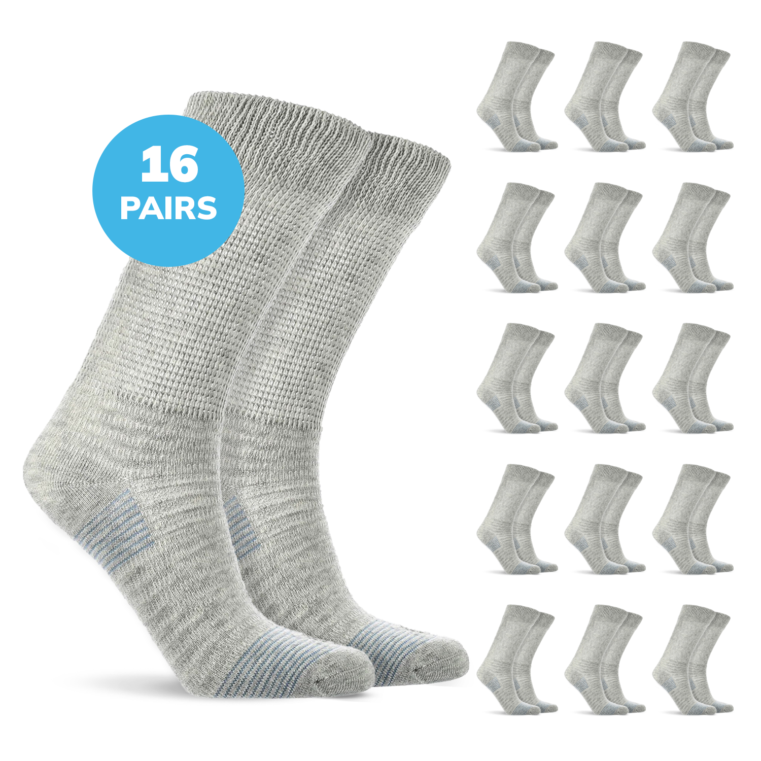 Doctor’s Choice Full Cushion Crew Diabetic Socks – 16 Pair Pack