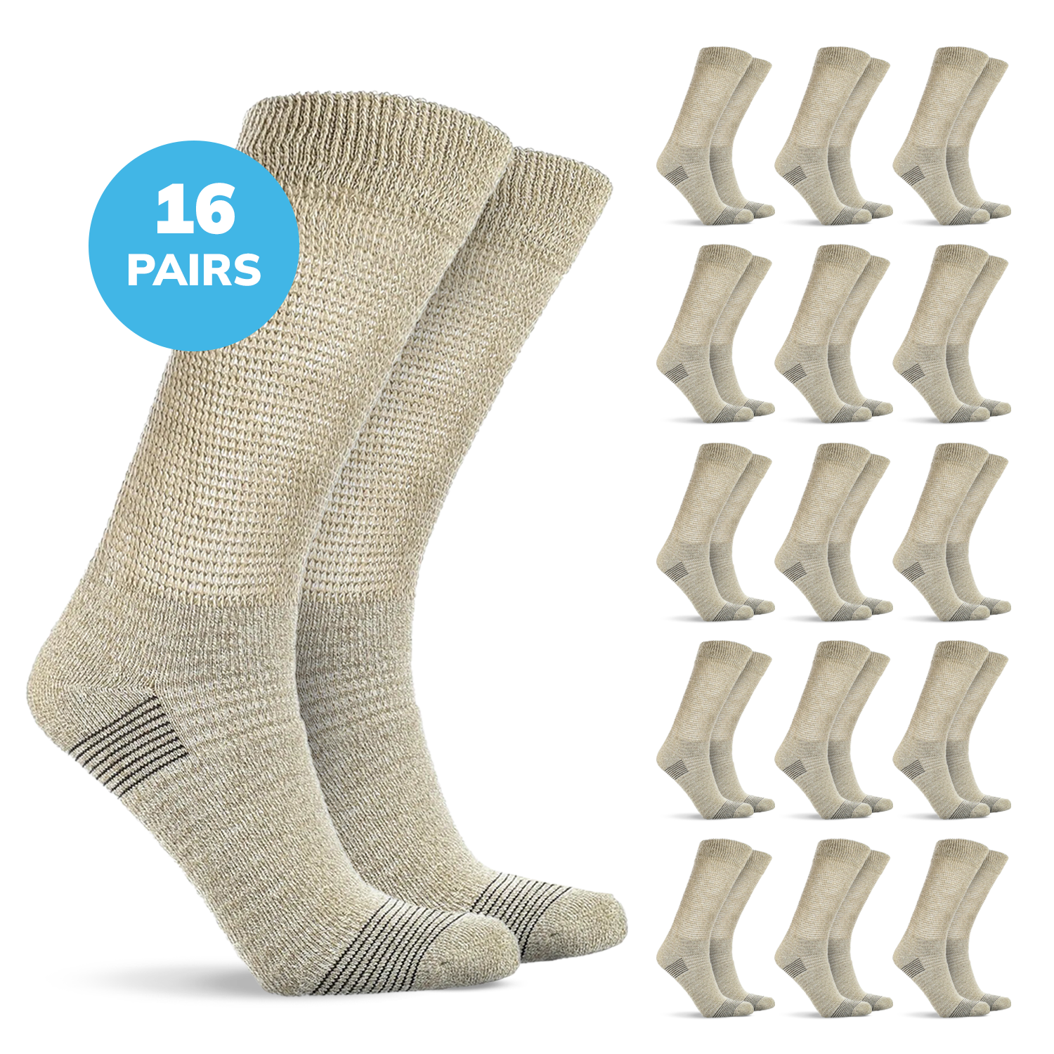 Doctor’s Choice Full Cushion Crew Diabetic Socks – 16 Pair Pack