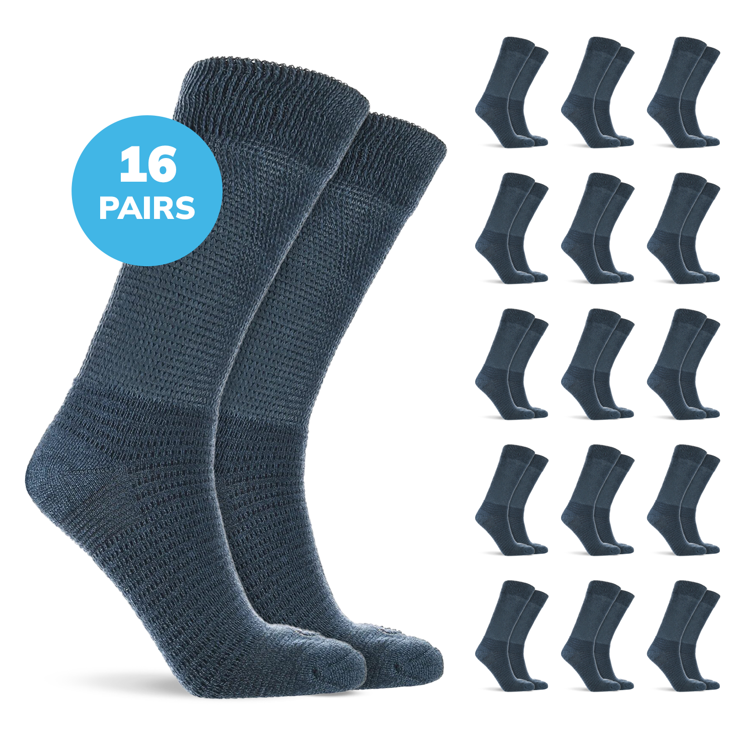 Doctor’s Choice Full Cushion Crew Diabetic Socks – 16 Pair Pack