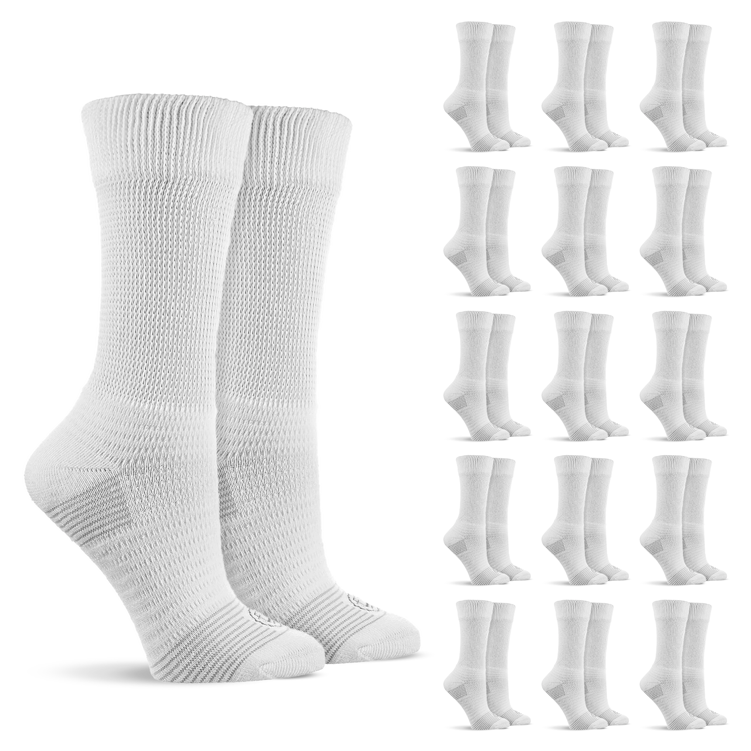 Doctor’s Choice Full Cushion Crew Diabetic Socks – 16 Pair Pack