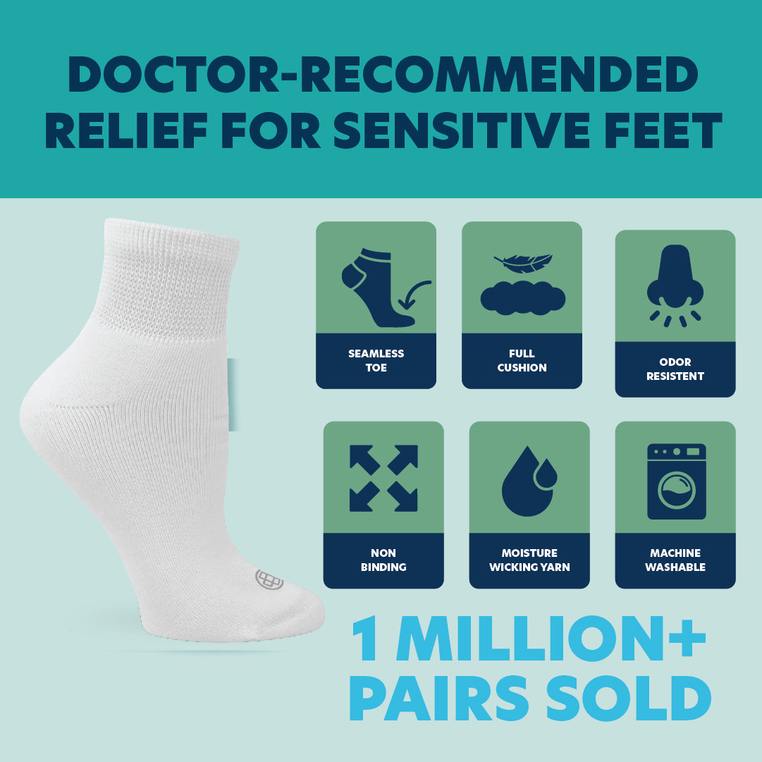 Diabetic Quarter Socks for Women, Medium, 4 Pack