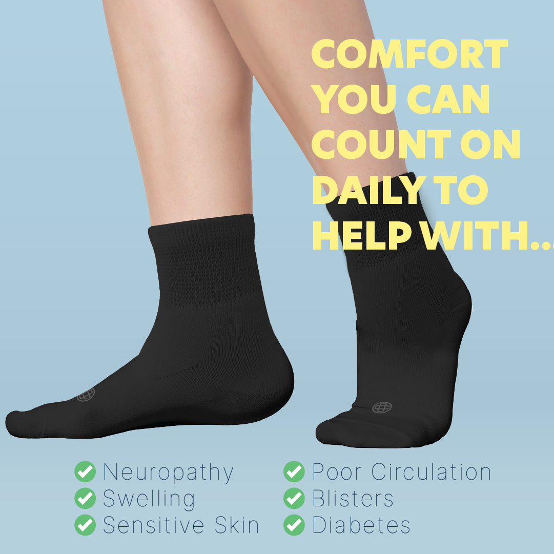 Diabetic Quarter Socks for Women, Medium, 4 Pack