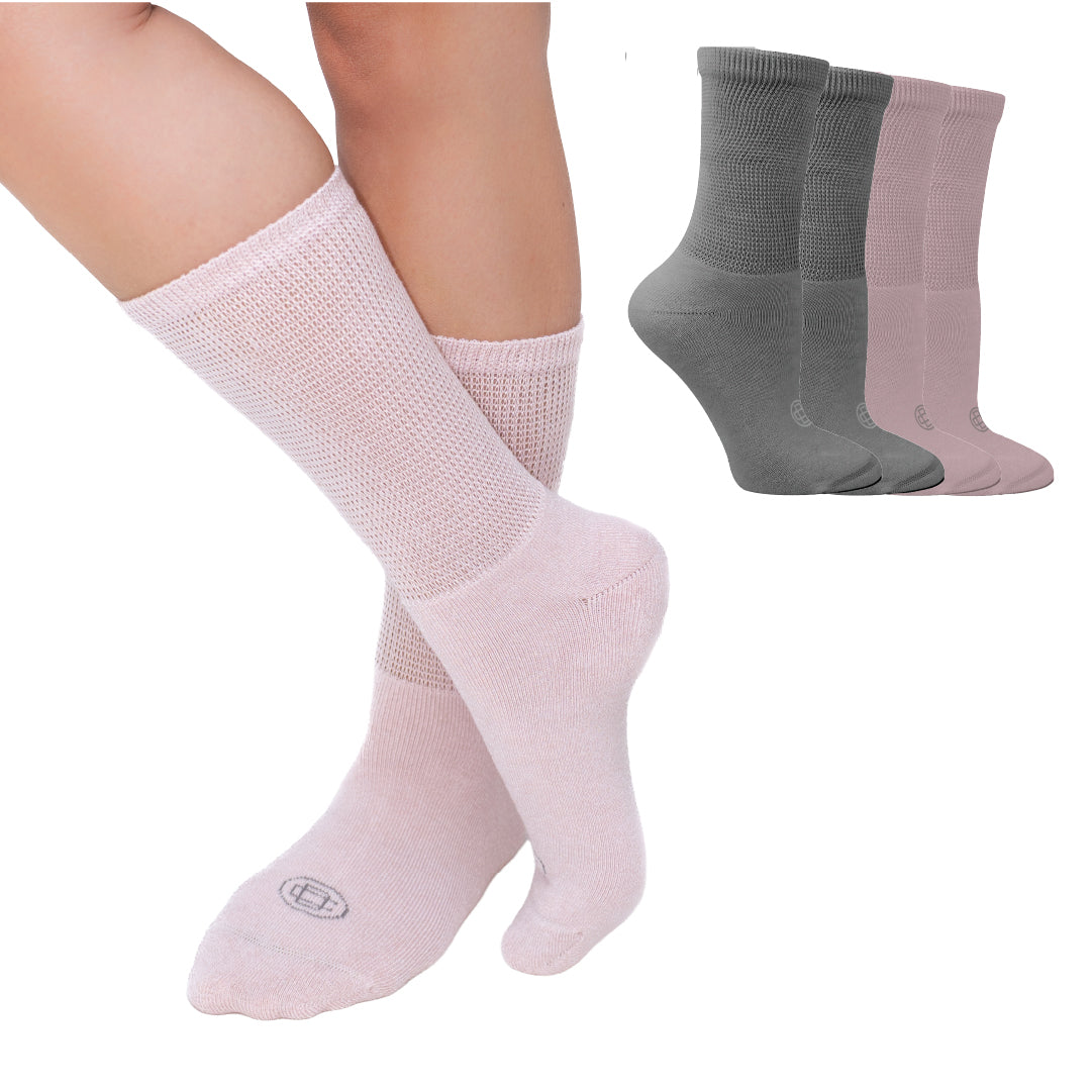 Diabetic Crew Socks for Women, Medium, 4 Pack