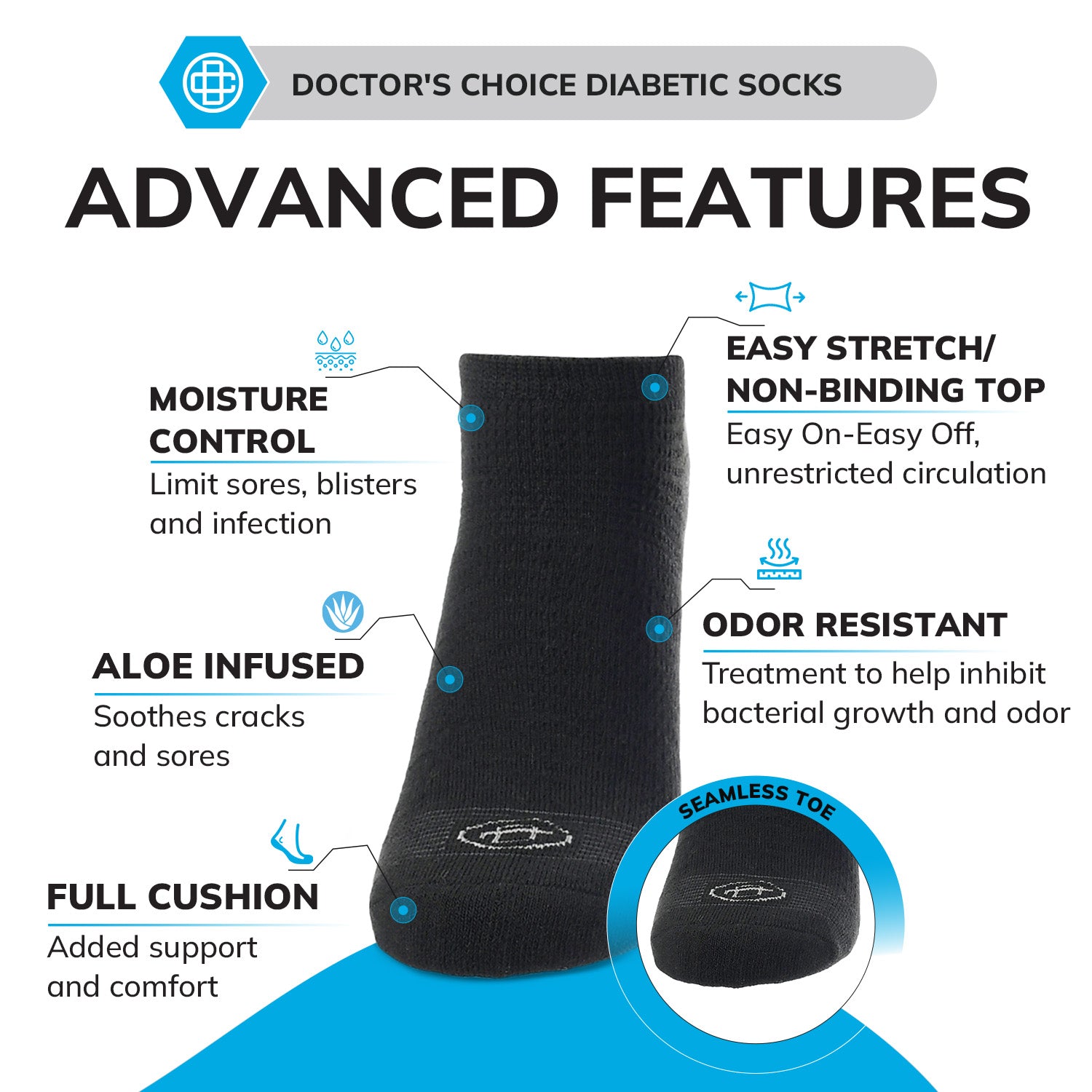 Diabetic Full Cushion Low Cut Ankle Socks