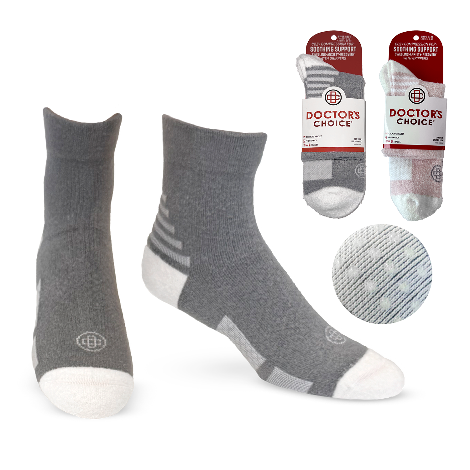 Cozy Compression with Grippers Low Crew Socks