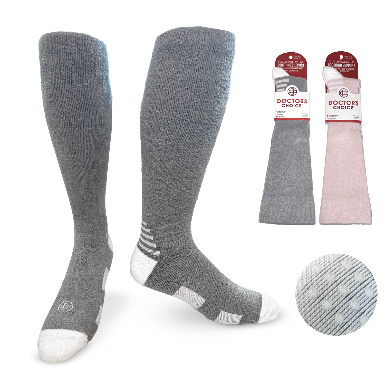 Cozy Compression With Grippers Over the Calf Socks