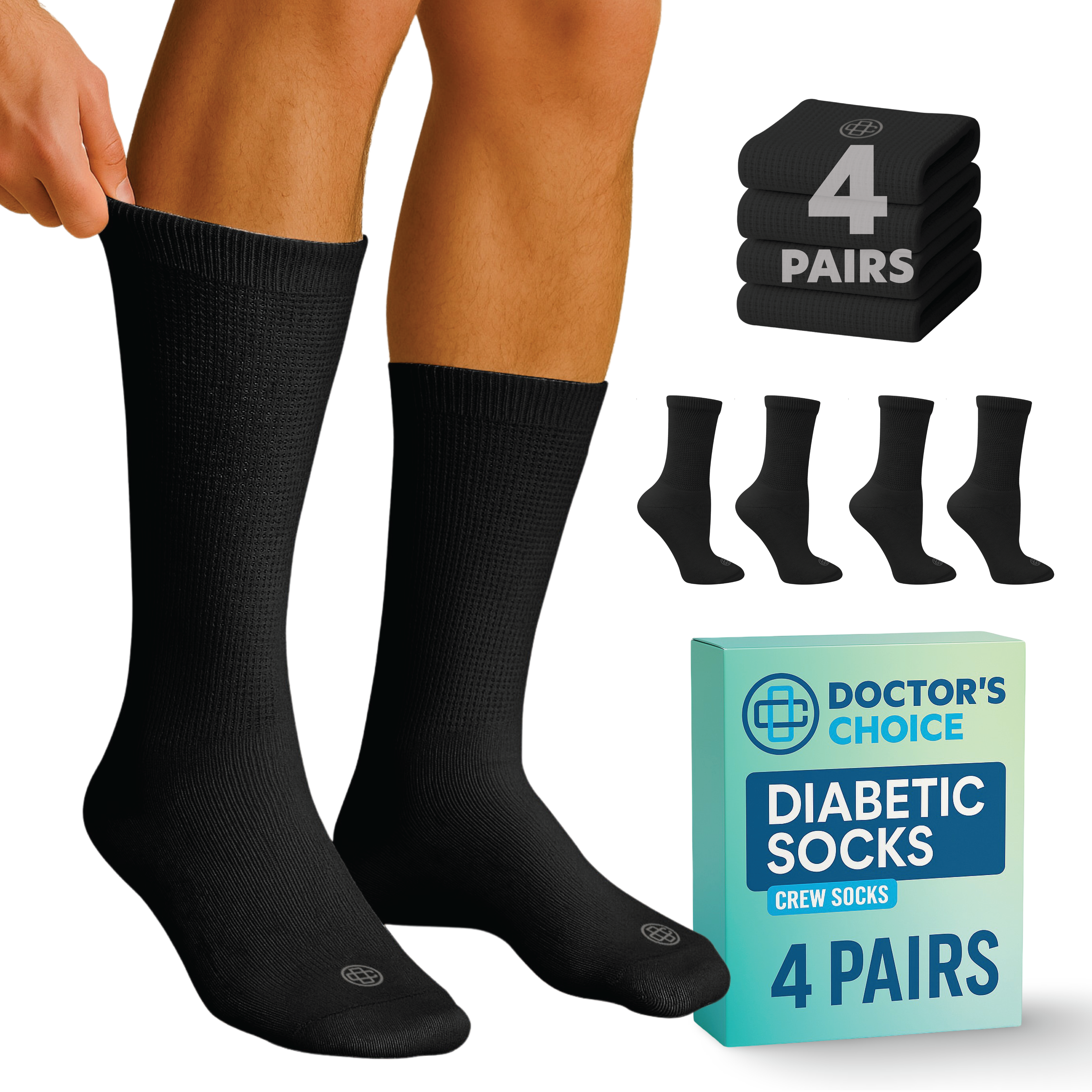 Diabetic Top Neuropathy Socks for Men, 4 Pairs