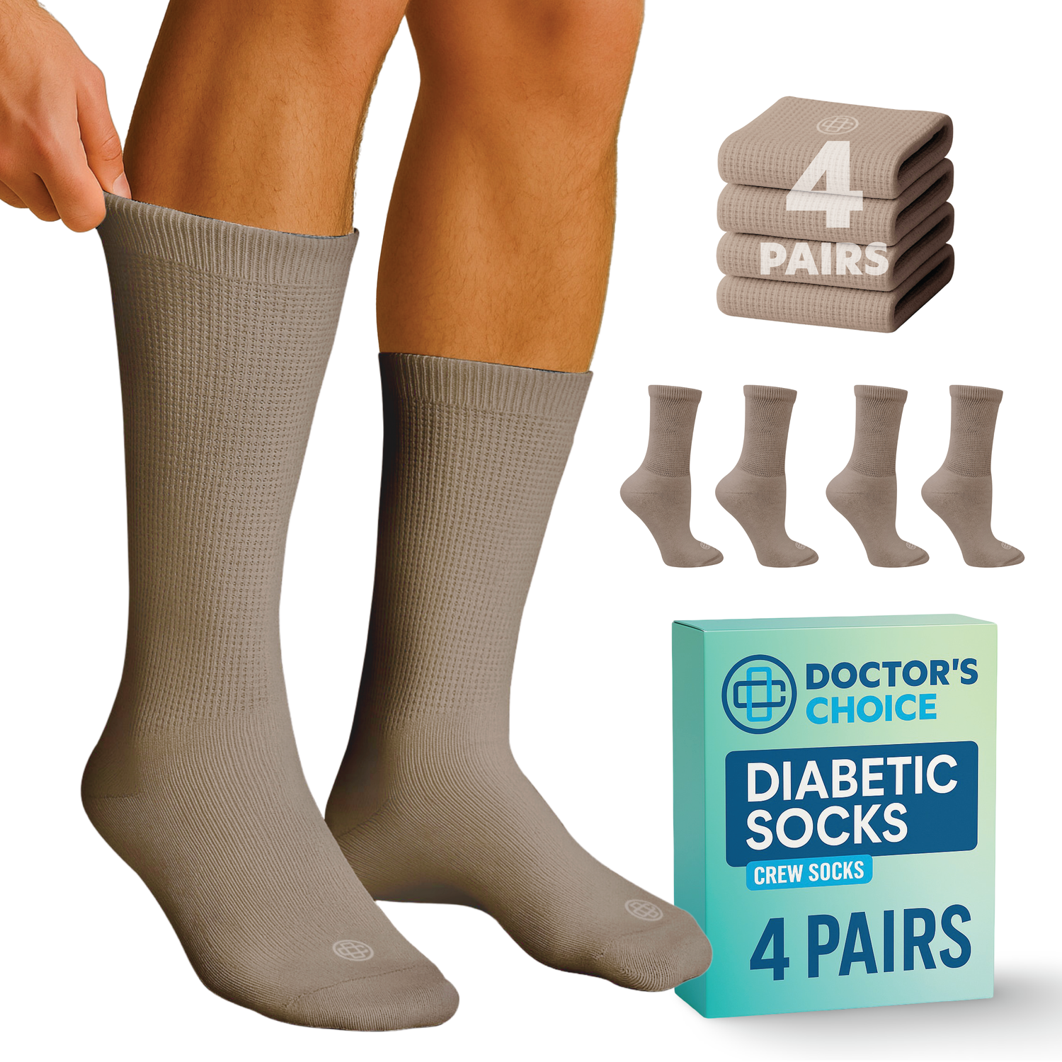 Diabetic Top Neuropathy Socks for Men, 4 Pairs