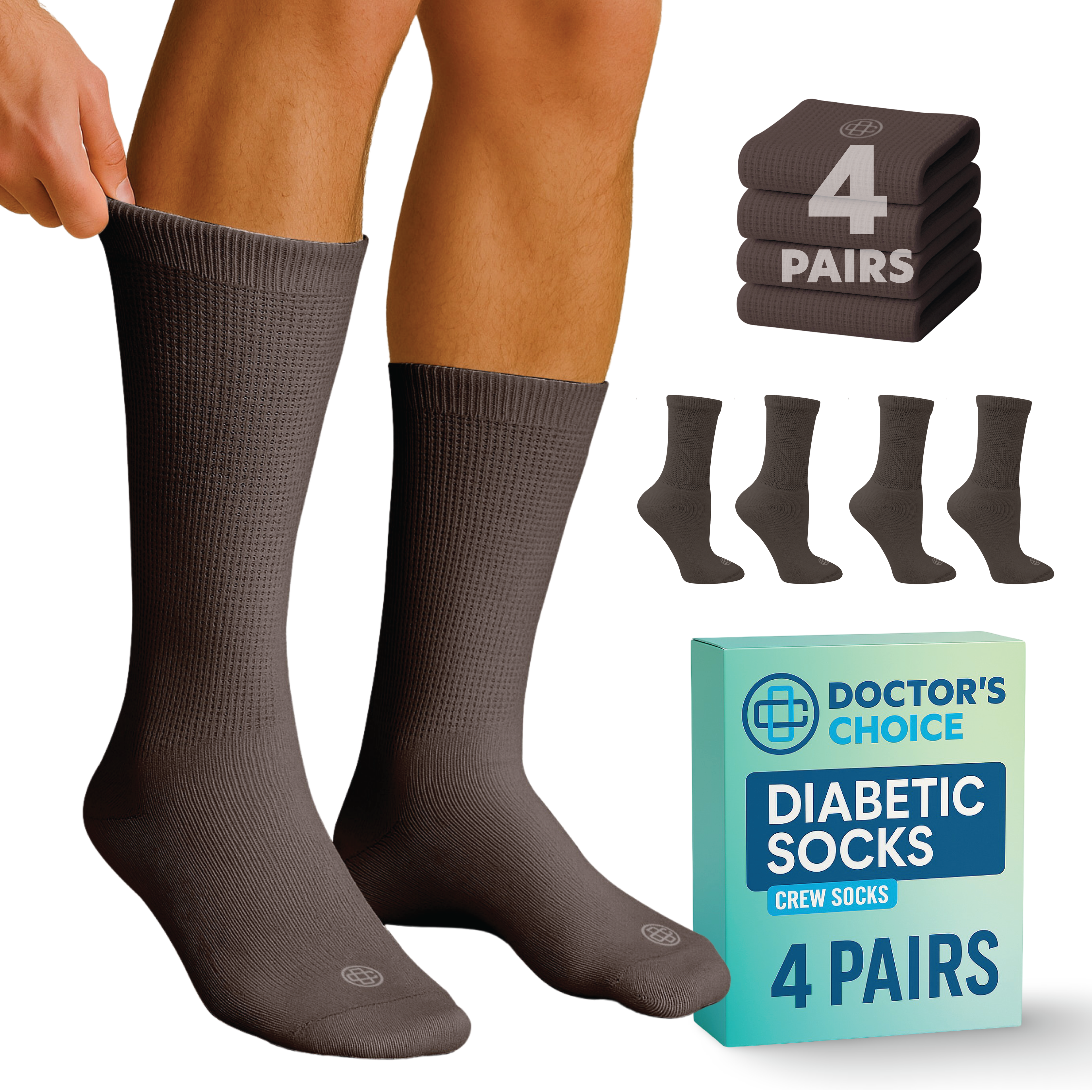 Diabetic Top Neuropathy Socks for Men, 4 Pairs