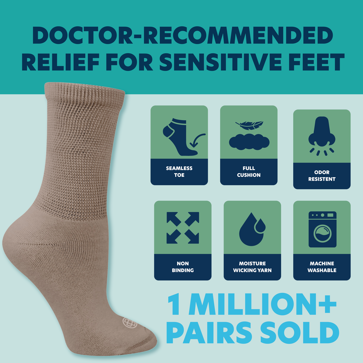 Diabetic Top Neuropathy Socks for Men, 4 Pairs