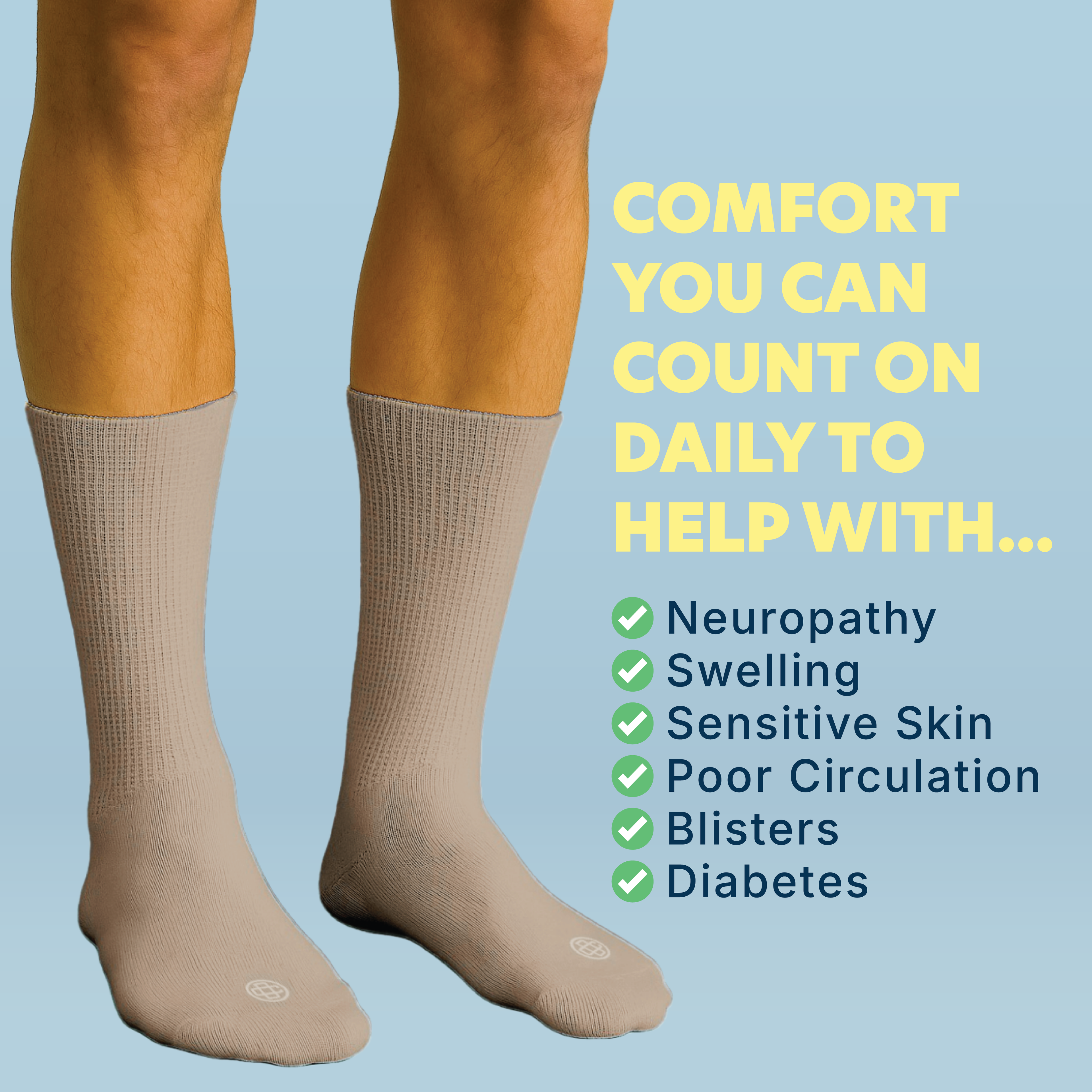 Diabetic Full Cushion Crew Socks, Mens, 4-Pack