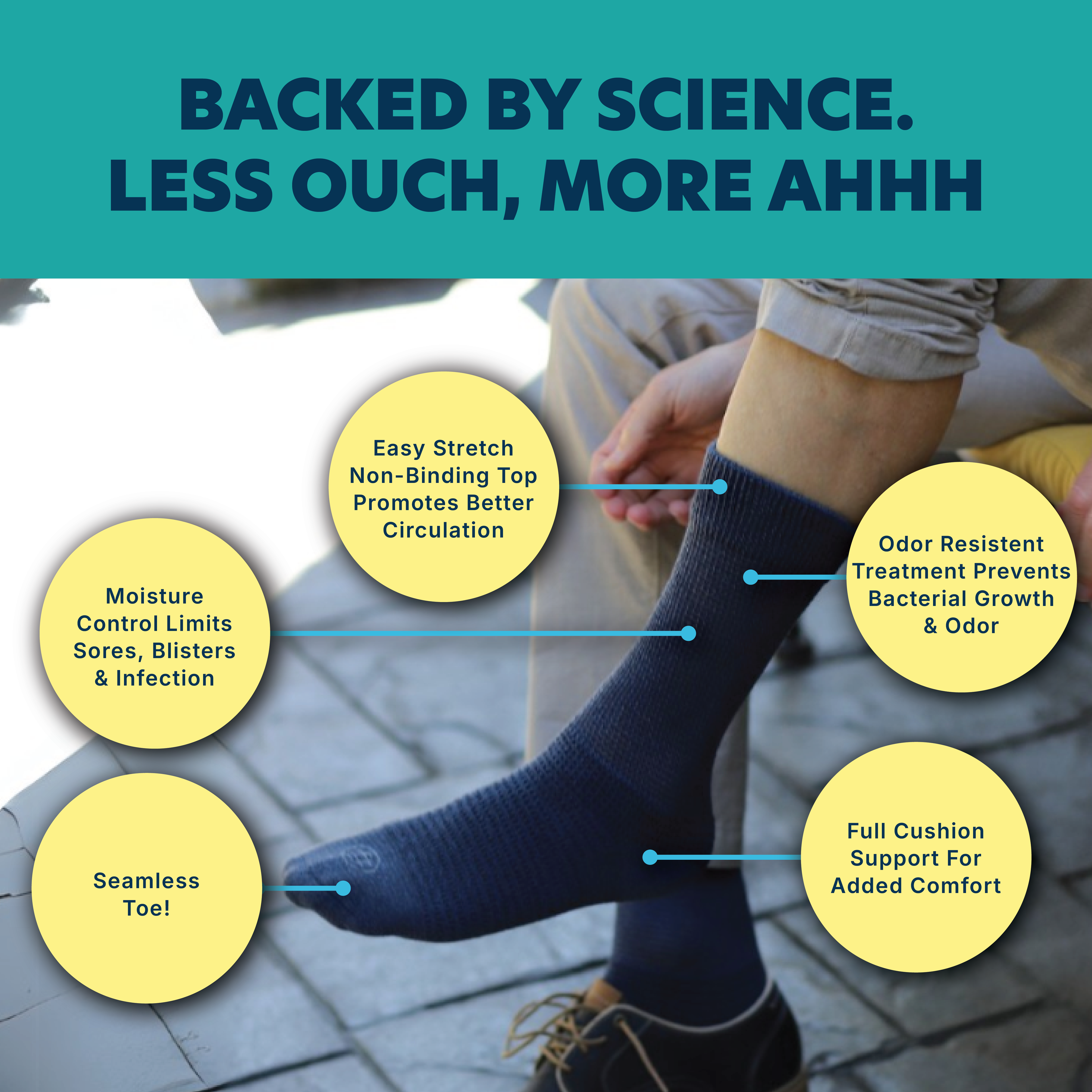 Diabetic Top Neuropathy Socks for Men, 4 Pairs