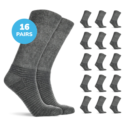 Doctor’s Choice Full Cushion Crew Diabetic Socks – 16 Pair Pack