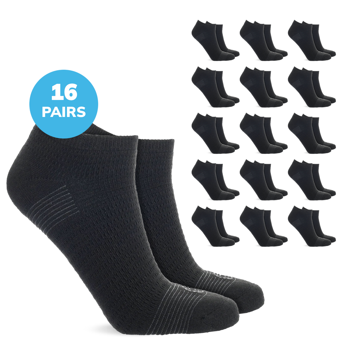 Doctor’s Choice Full Cushion Low Cut Diabetic Socks – 16 Pair Pack