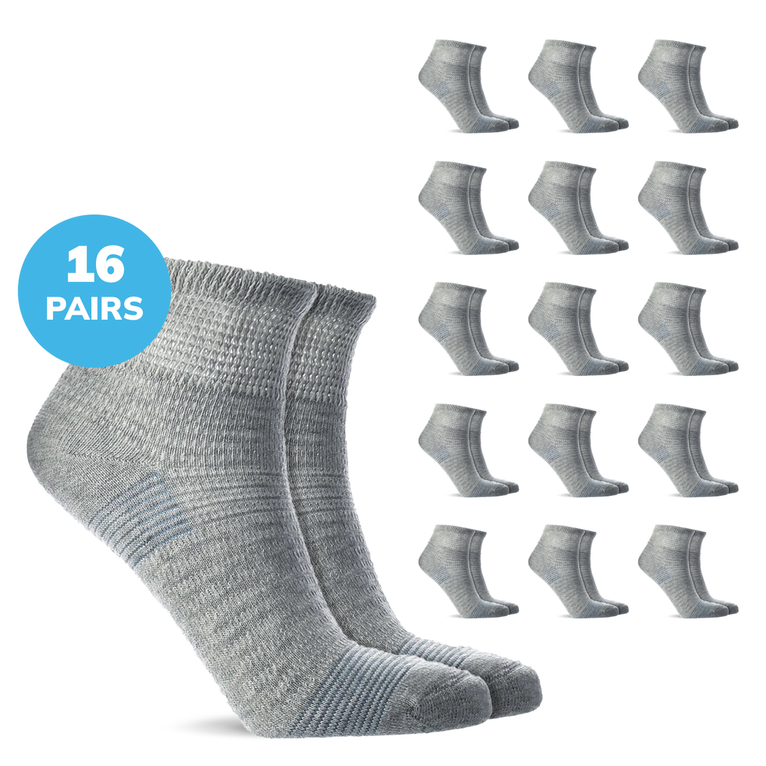 Doctor’s Choice Full Cushion Quarter Diabetic Socks – 16 Pair Pack