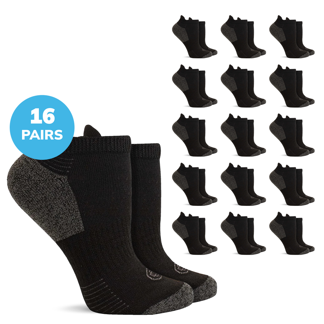 Doctor’s Choice Half Cushion Low Cut with Blister Tab Socks – 16 Pair PacDiabetic k