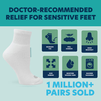 Diabetic Quarter Socks for Women, Medium, 4 Pack