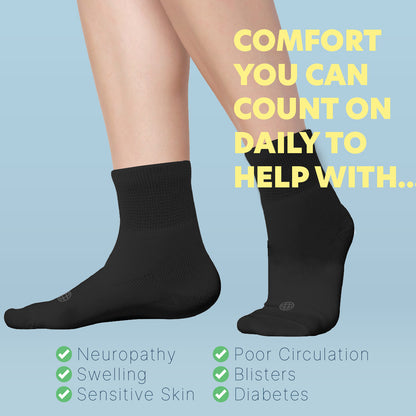 Diabetic Quarter Socks for Women, Medium, 4 Pack