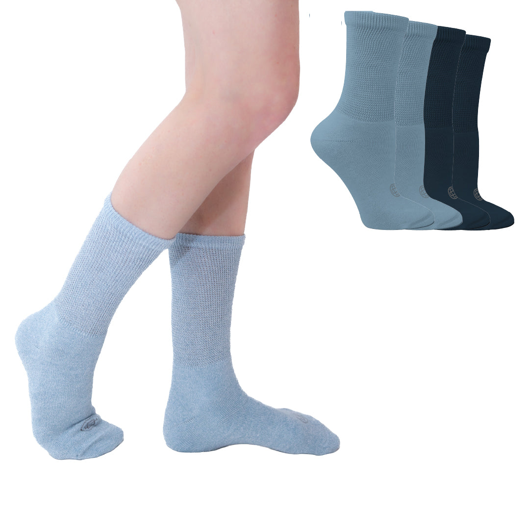 Diabetic Crew Socks for Women, Medium, 4 Pack