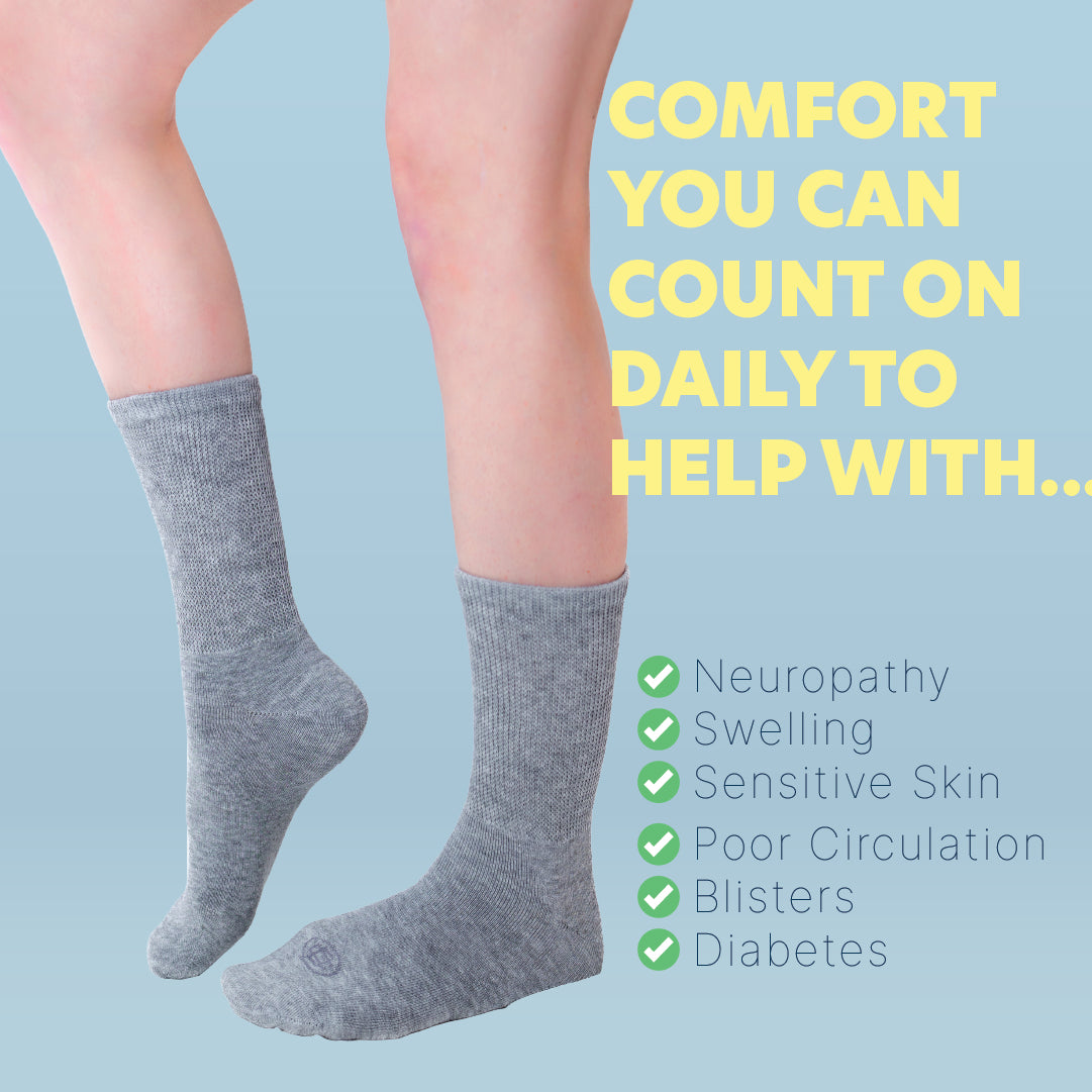 Diabetic Crew Socks for Women, Medium, 4 Pack