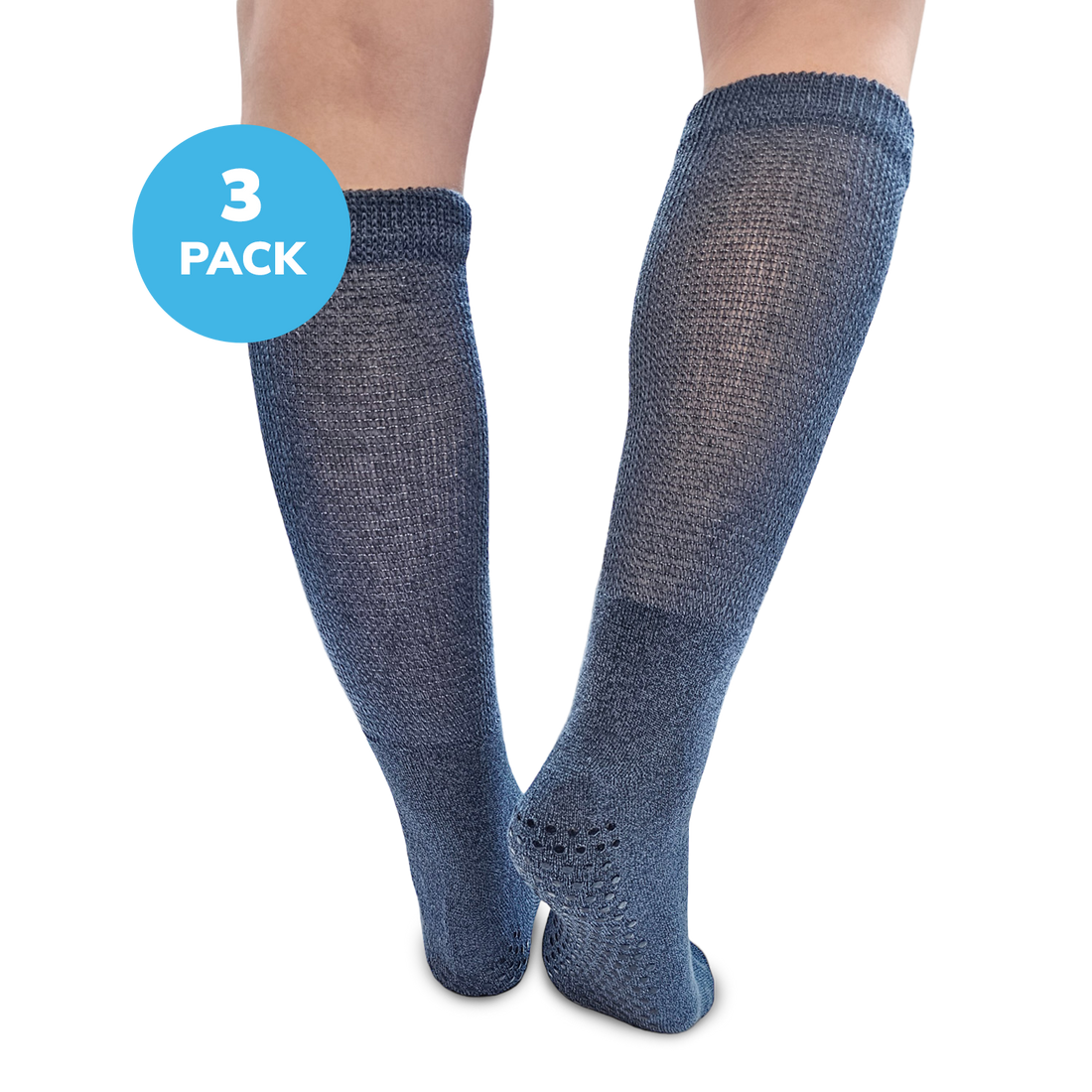 Diabetic Non-Slip Crew Socks, 3 Pack