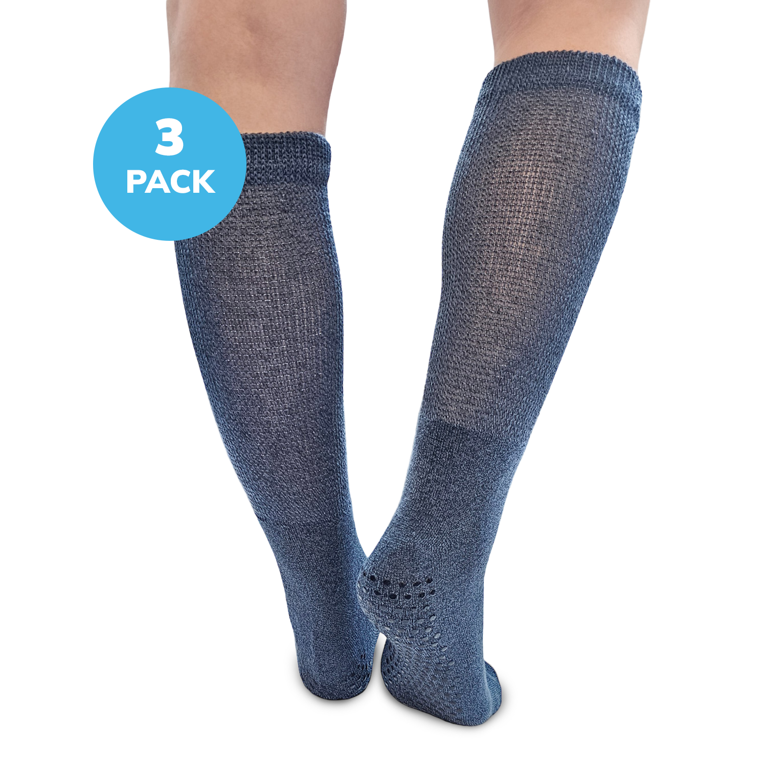 Diabetic Non-Slip Crew Socks, 3 Pack