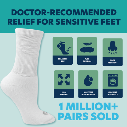 Diabetic Crew Socks for Men, 4-Pairs