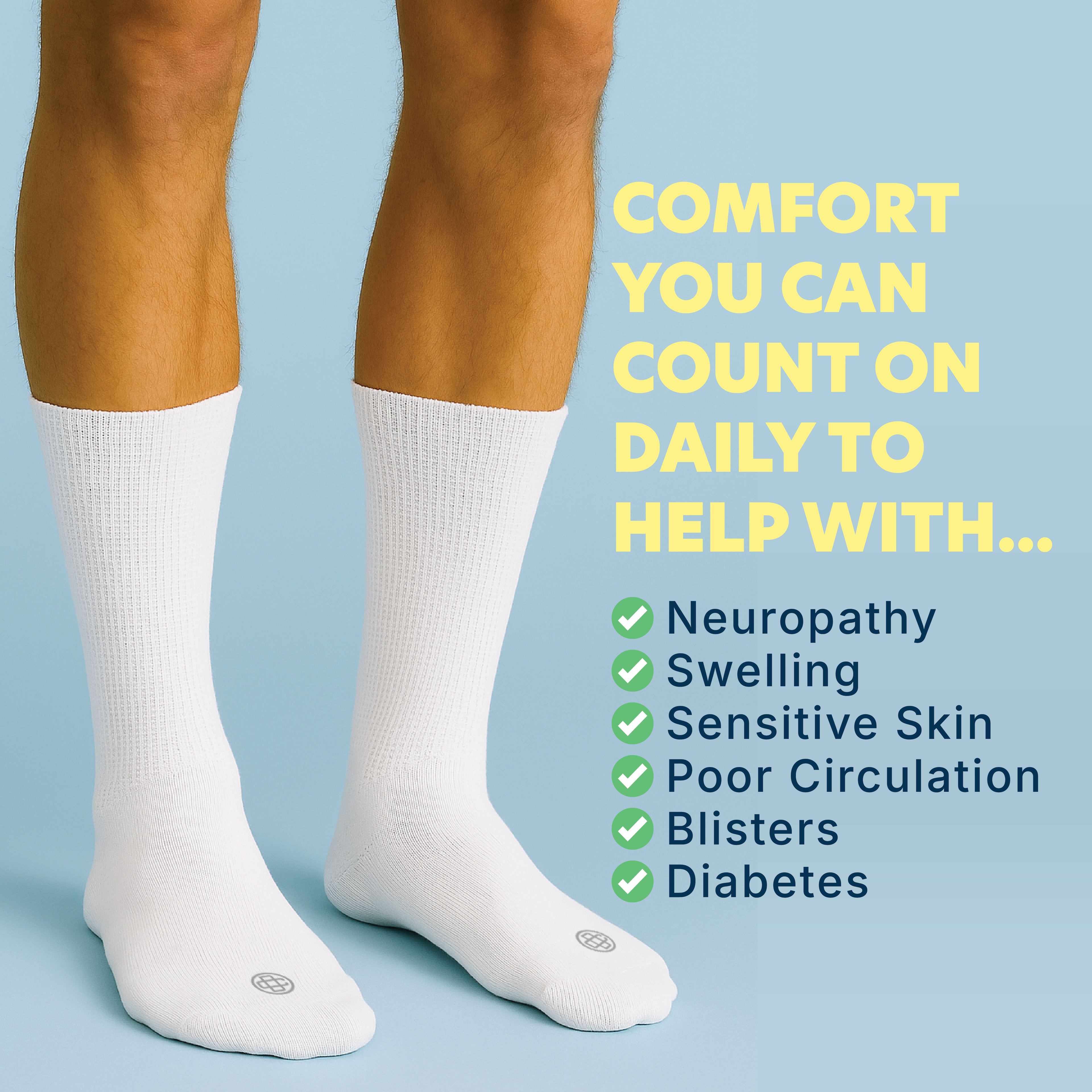 Diabetic Crew Socks for Men, 4-Pairs