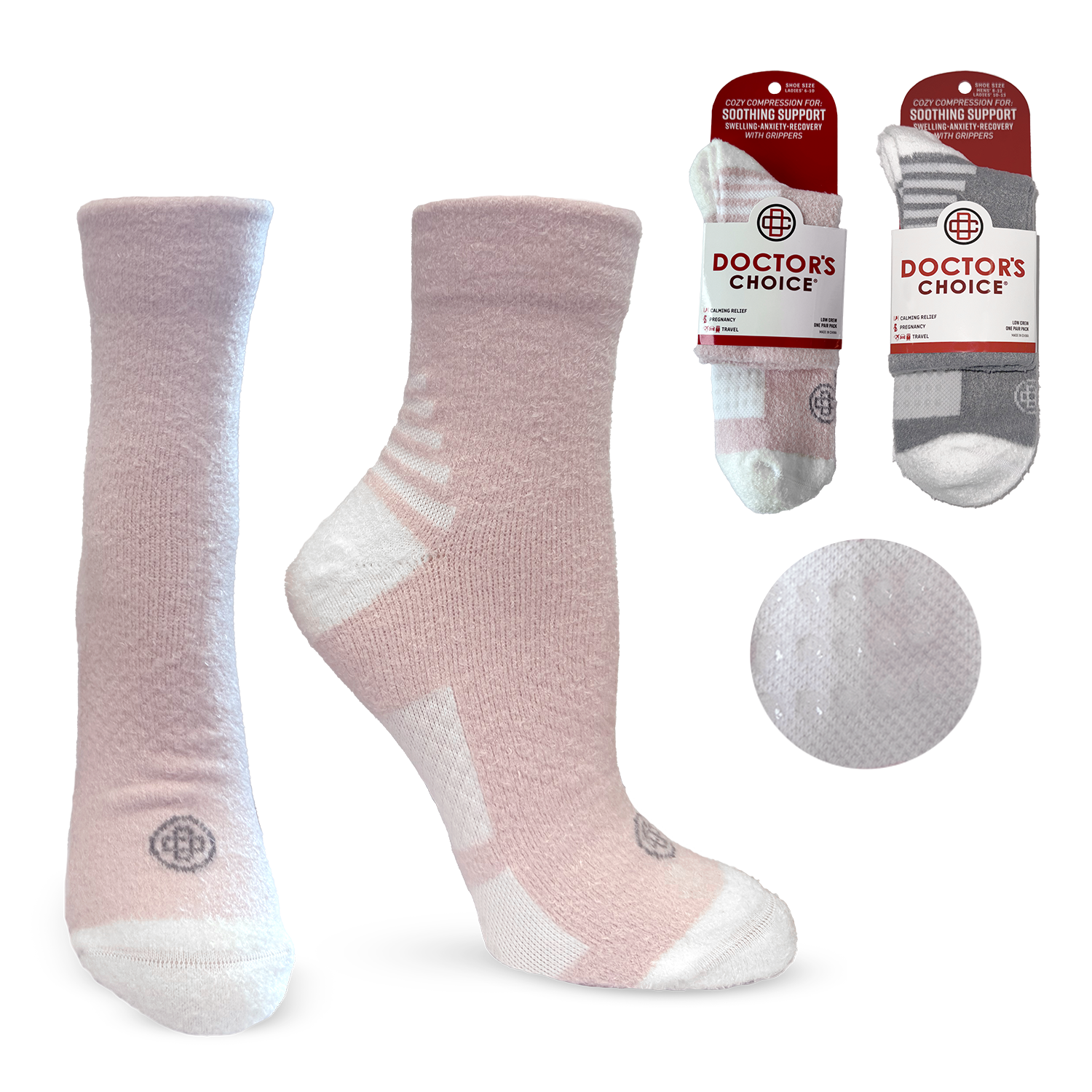 Cozy Compression with Grippers Low Crew Socks