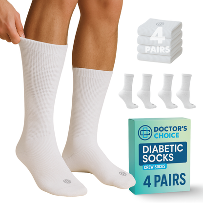 Diabetic Crew Socks for Men, 4-Pairs