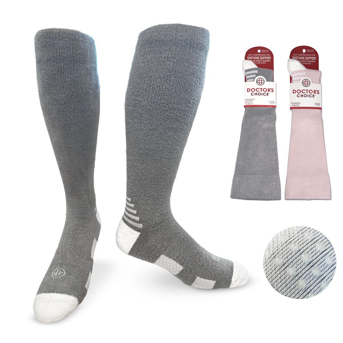Cozy Compression With Grippers Over the Calf Socks – Doctors Choice Socks