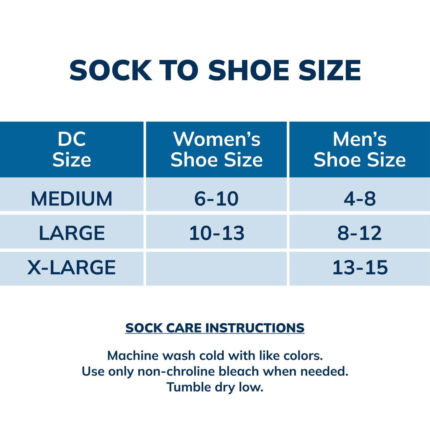 Sock size chart