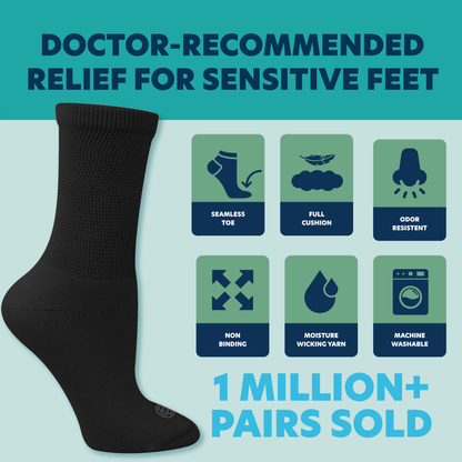 Diabetic Crew Socks for Men, 4-Pairs