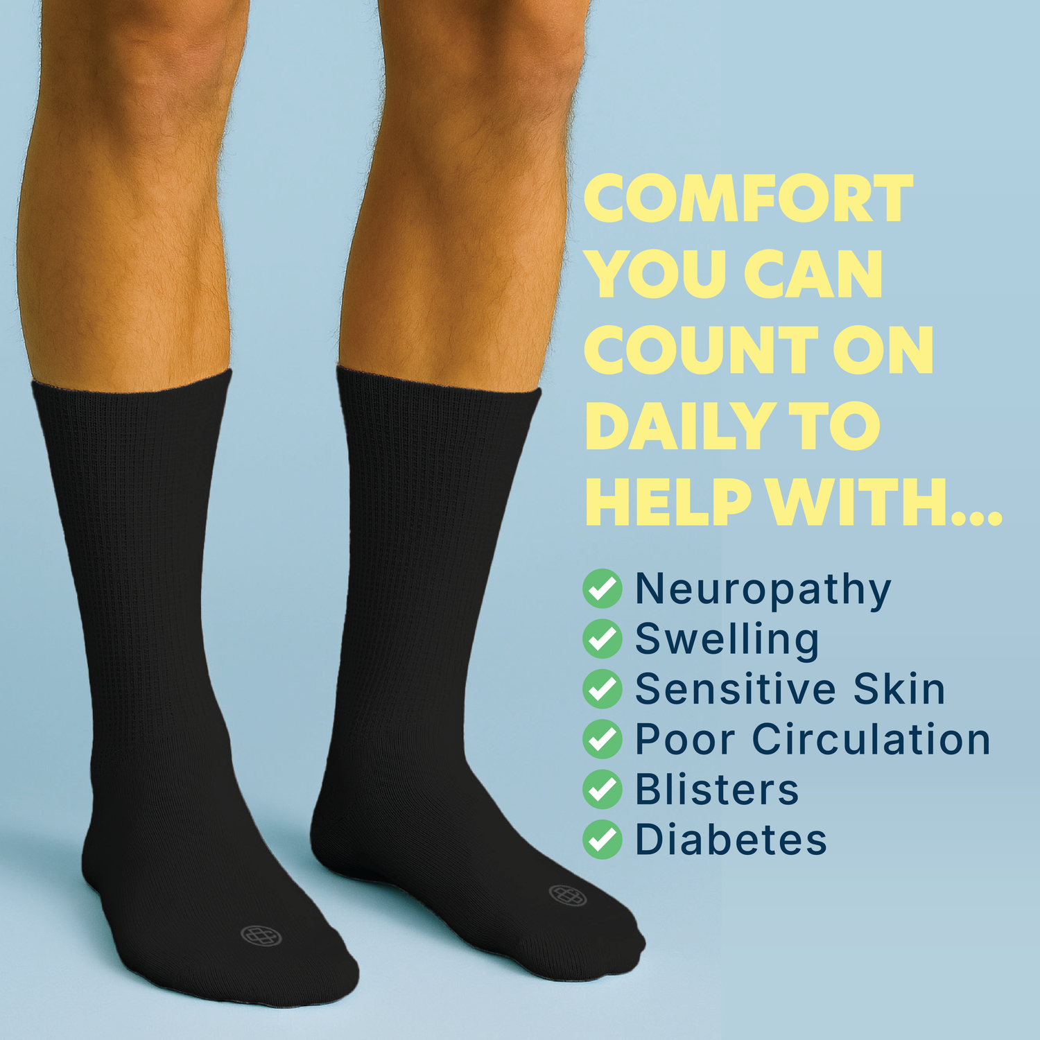 Diabetic Crew Socks for Men, 4-Pairs