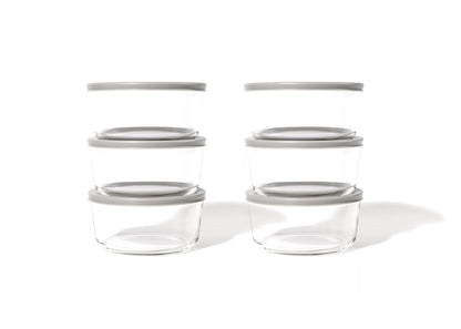 Glass Food Storage Containers - 12 Piece 4 Cup Set (6 Containers + 6 Lids) BPA-Free Lids by Dura Living