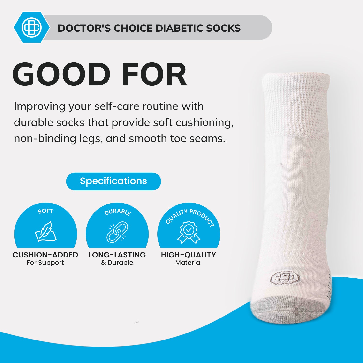 Diabetic Half Cushion Quarter-Length Socks